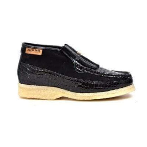 British Walkers Apollo Croc Men's Black Croc Leather and Suede - Picture 2 of 8